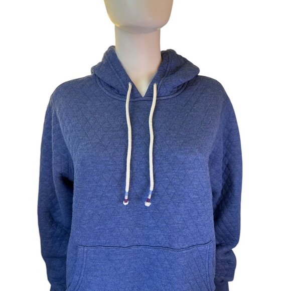 Marine Layer Blue Quilted Hoodie Sweatshirt XL with Kangaroo Pocket Good Con - Picture 3 of 7